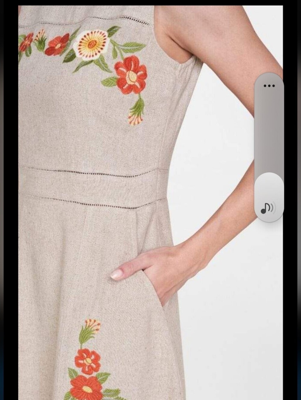AND Natural Dress Cream Midi Dress with Floral Embroidery Size 14 - Picture 4 of 16